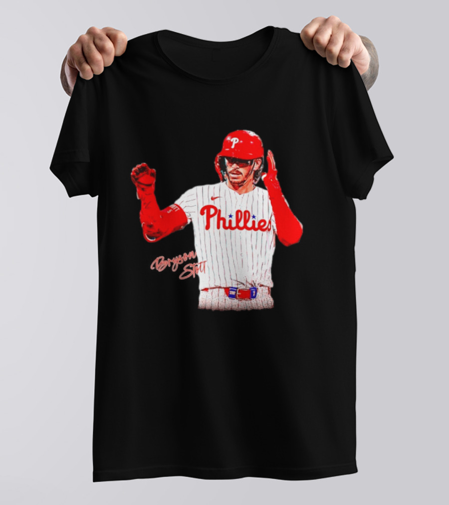 Philadelphia Phillies Bryson Stott Baseball Player Red And White Uniform T-Shirt
