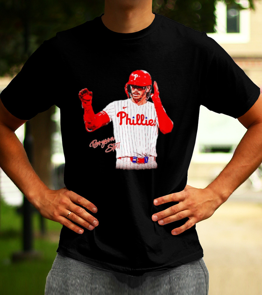 Philadelphia Phillies Bryson Stott Baseball Player Red And White Uniform T-Shirt