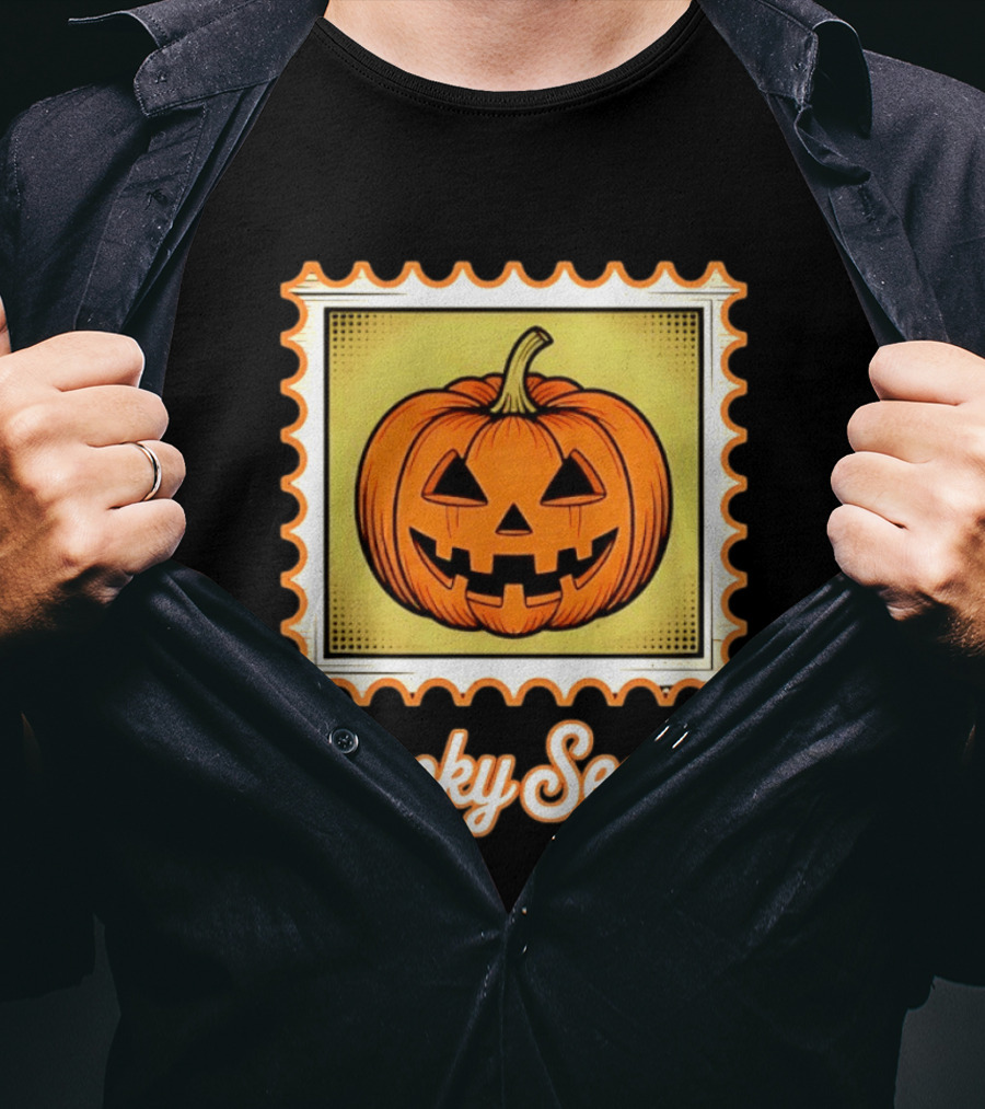 Spooky Season Pumpkin Stamp Halloween T-Shirt