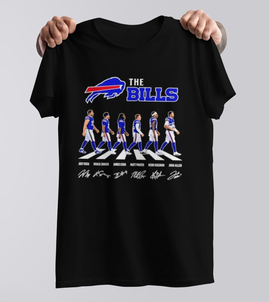 The Bills Josh Allen Joey Bosa Khalil Shakir James Cook Keon Coleman Matt Prater Abbey Road NFL Signatures T-Shirt