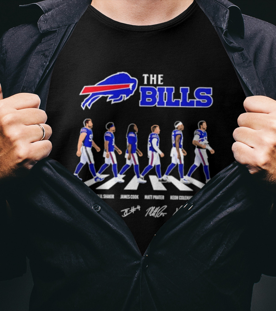 The Bills Josh Allen Joey Bosa Khalil Shakir James Cook Keon Coleman Matt Prater Abbey Road NFL Signatures T-Shirt