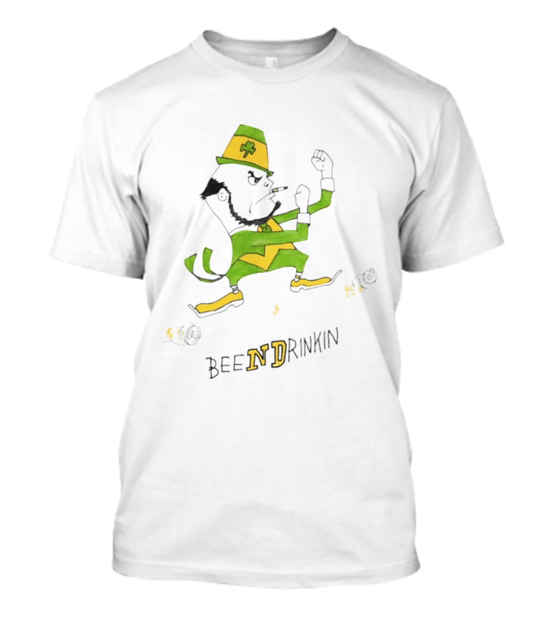 BeeNDrinkin Leprechaun Smoking St Patrick's Day Mischief T-Shirt