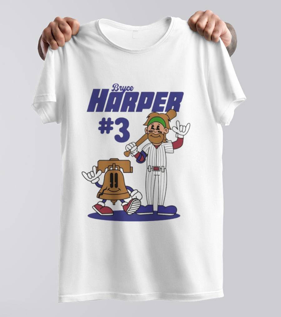 Bryce Harper #3 Philadelphia Phillies MLB Liberty Bell Animated Players T-Shirt