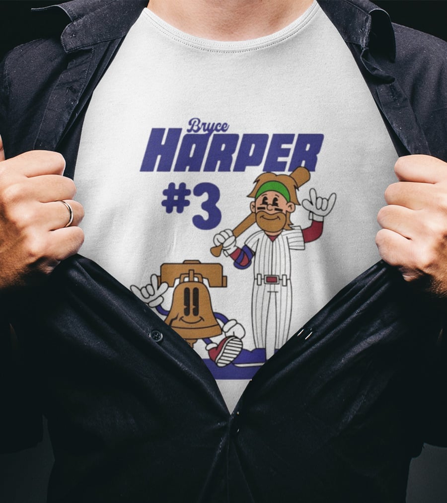 Bryce Harper #3 Philadelphia Phillies MLB Liberty Bell Animated Players T-Shirt