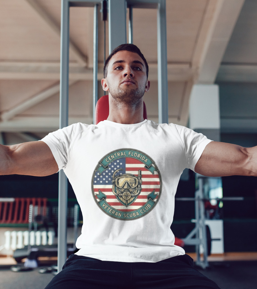 Central Florida Veteran Scuba Club American Flag Dive Mask T-Shirt
