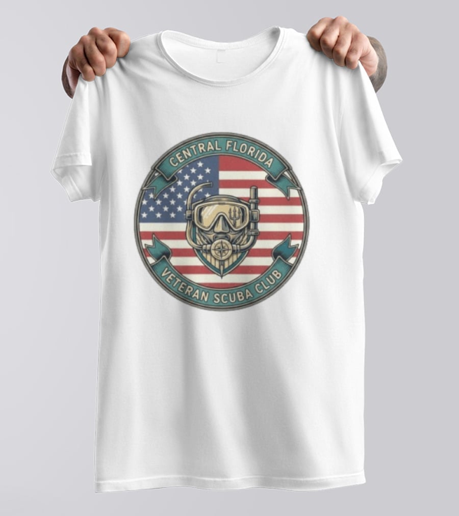 Central Florida Veteran Scuba Club American Flag Dive Mask T-Shirt