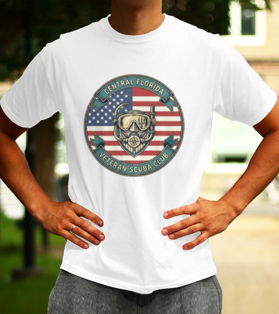 Central Florida Veteran Scuba Club American Flag Dive Mask T-Shirt