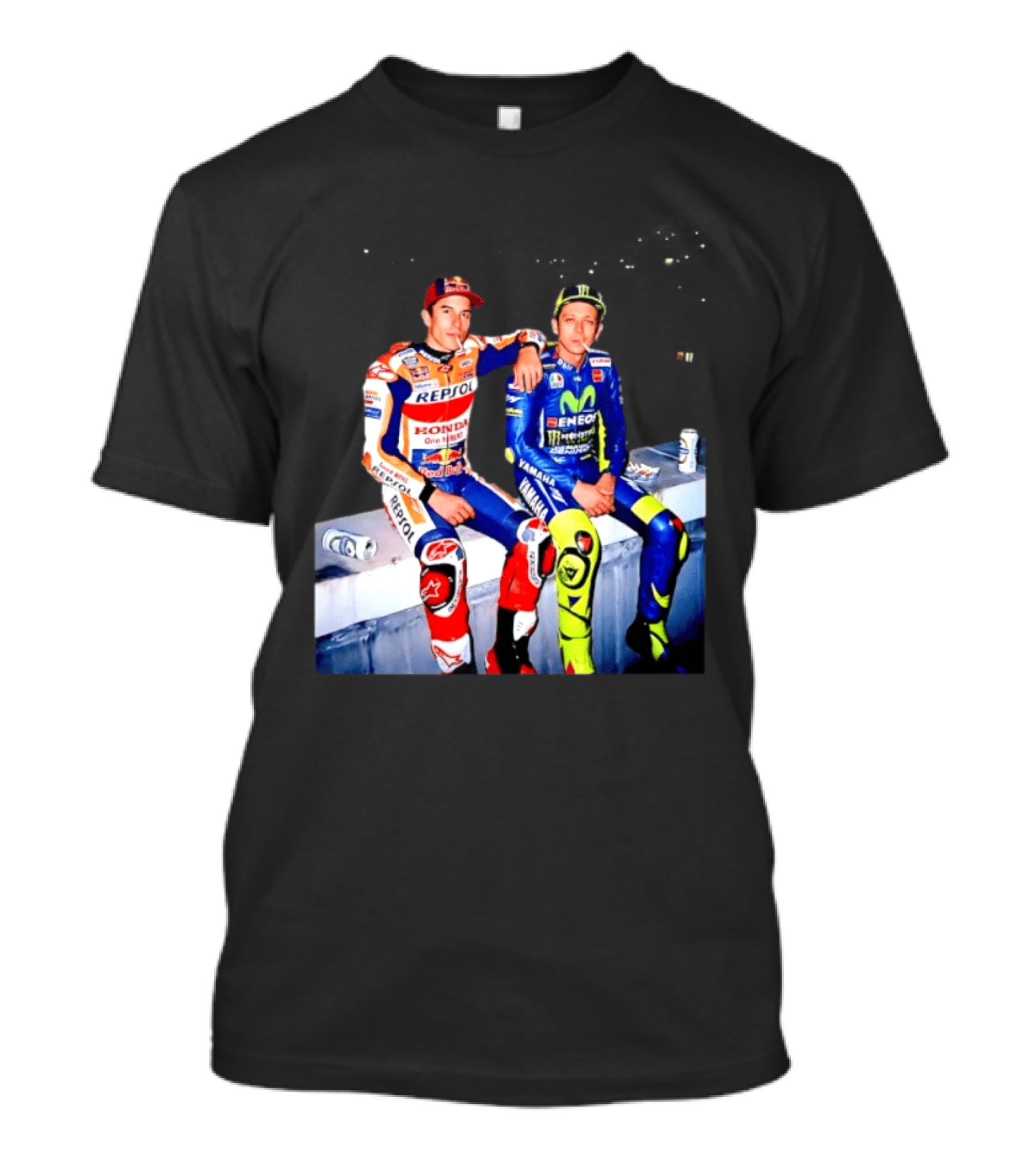 Valentino Rossi Marc Marquez MotoGP Repsol Yamaha Smoking Beer T-Shirt