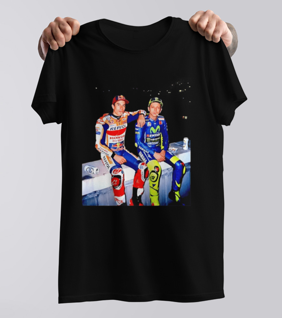 Valentino Rossi Marc Marquez MotoGP Repsol Yamaha Smoking Beer T-Shirt