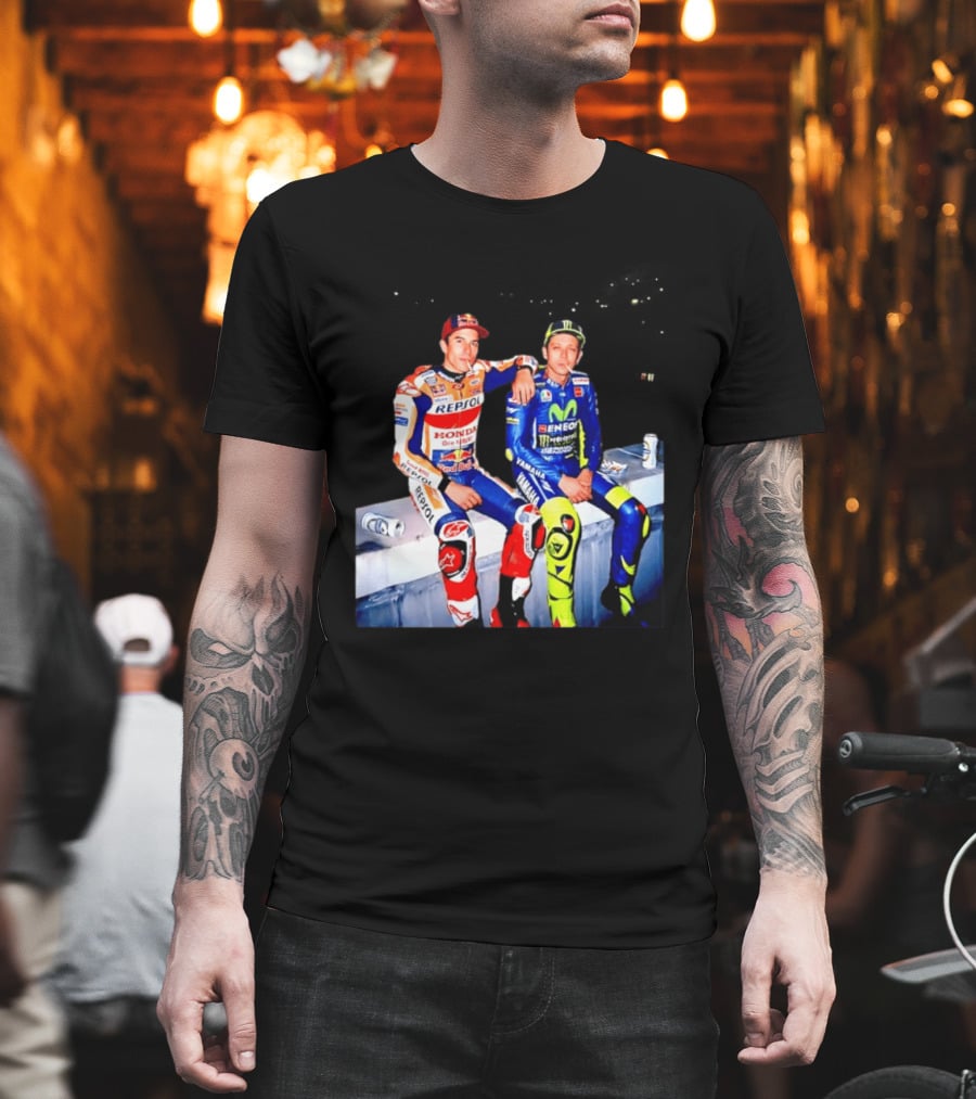 Valentino Rossi Marc Marquez MotoGP Repsol Yamaha Smoking Beer T-Shirt
