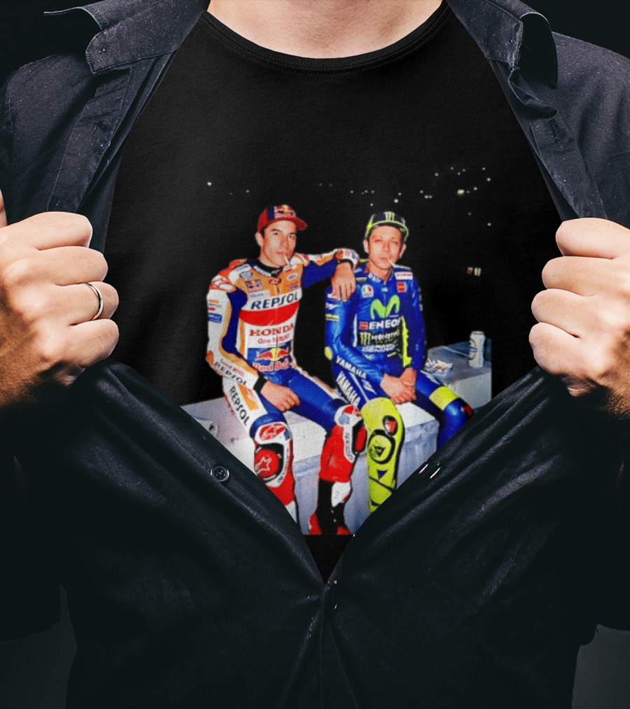 Valentino Rossi Marc Marquez MotoGP Repsol Yamaha Smoking Beer T-Shirt