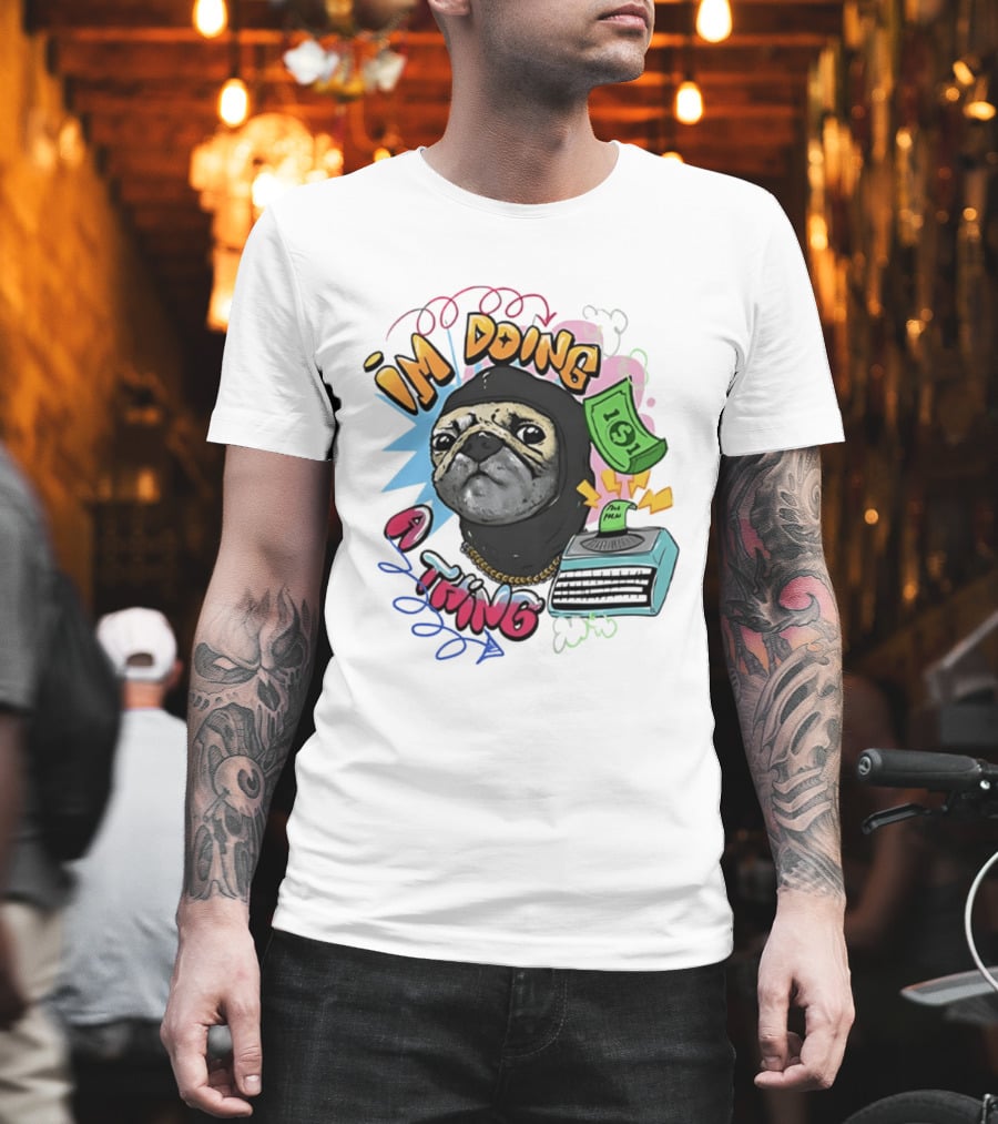 Roodabeguh Im Doing A Thing Funny Sloth In With Money And Typewriter T-Shirt