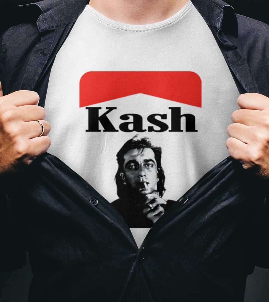 Kash Sanjay Dutt Smoking Iconic Red V Shape T-Shirt