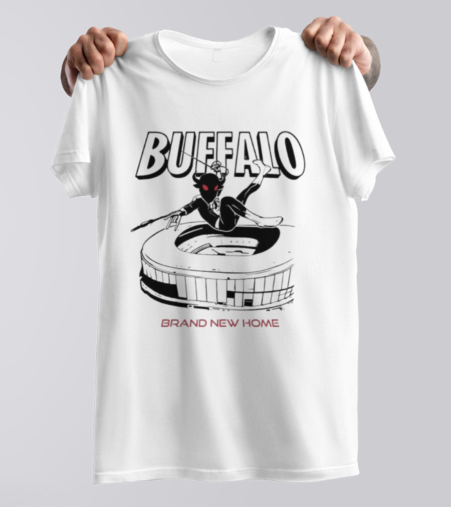 Buffalo Spider Man Swinging Brand New Home Stadium Marvel T-Shirt