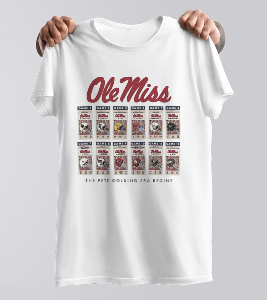 Ole Miss 2026 Football Schedule Louisville Charlotte LSU Florida Vanderbilt Arkansas Texas Auburn Georgia Oklahoma Wofford Mississippi State T-Shirt