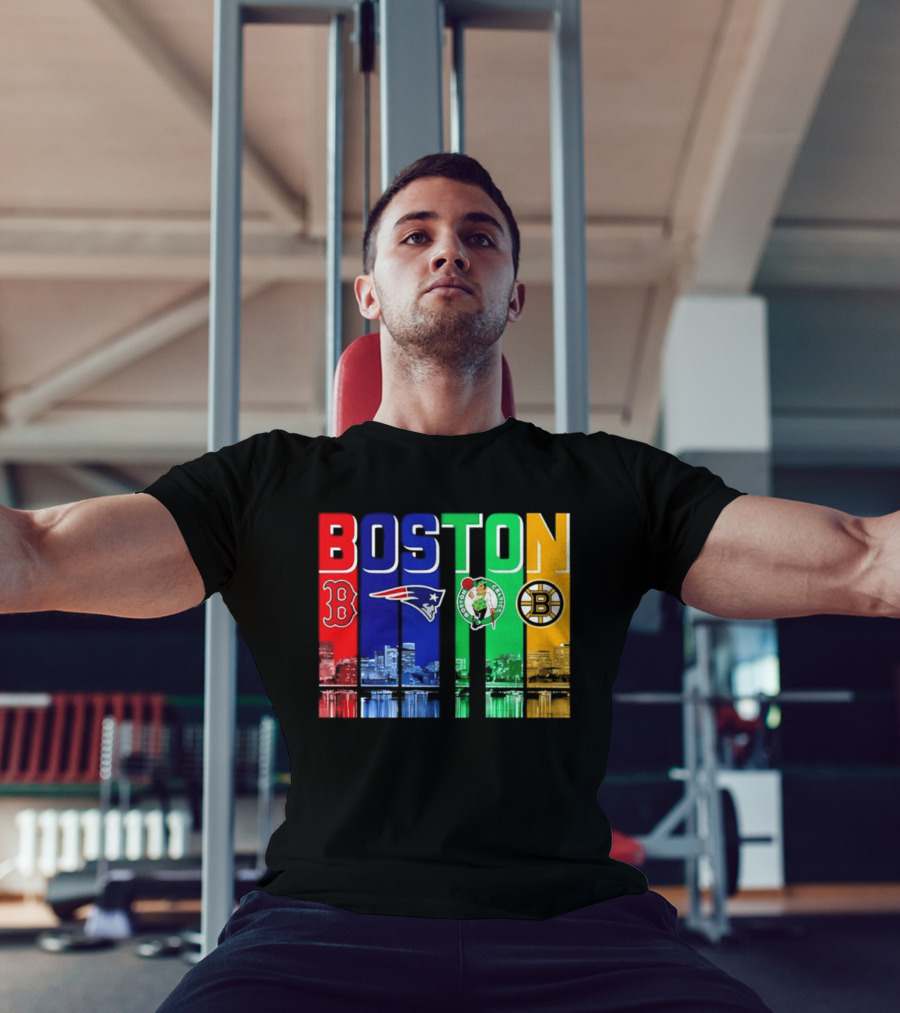 Boston Red Sox Patriots Celtics Bruins Skyline T-Shirt