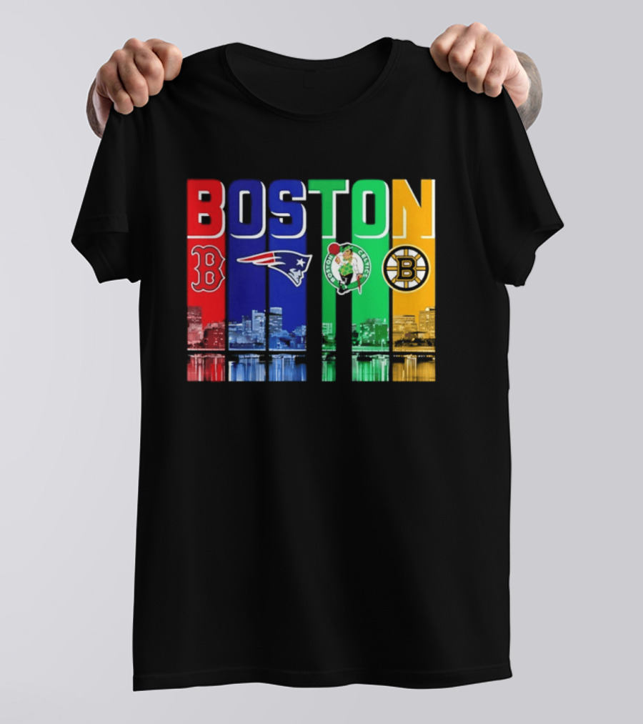 Boston Red Sox Patriots Celtics Bruins Skyline T-Shirt