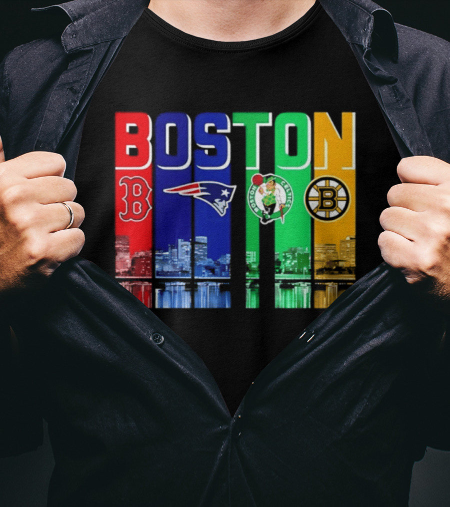 Boston Red Sox Patriots Celtics Bruins Skyline T-Shirt