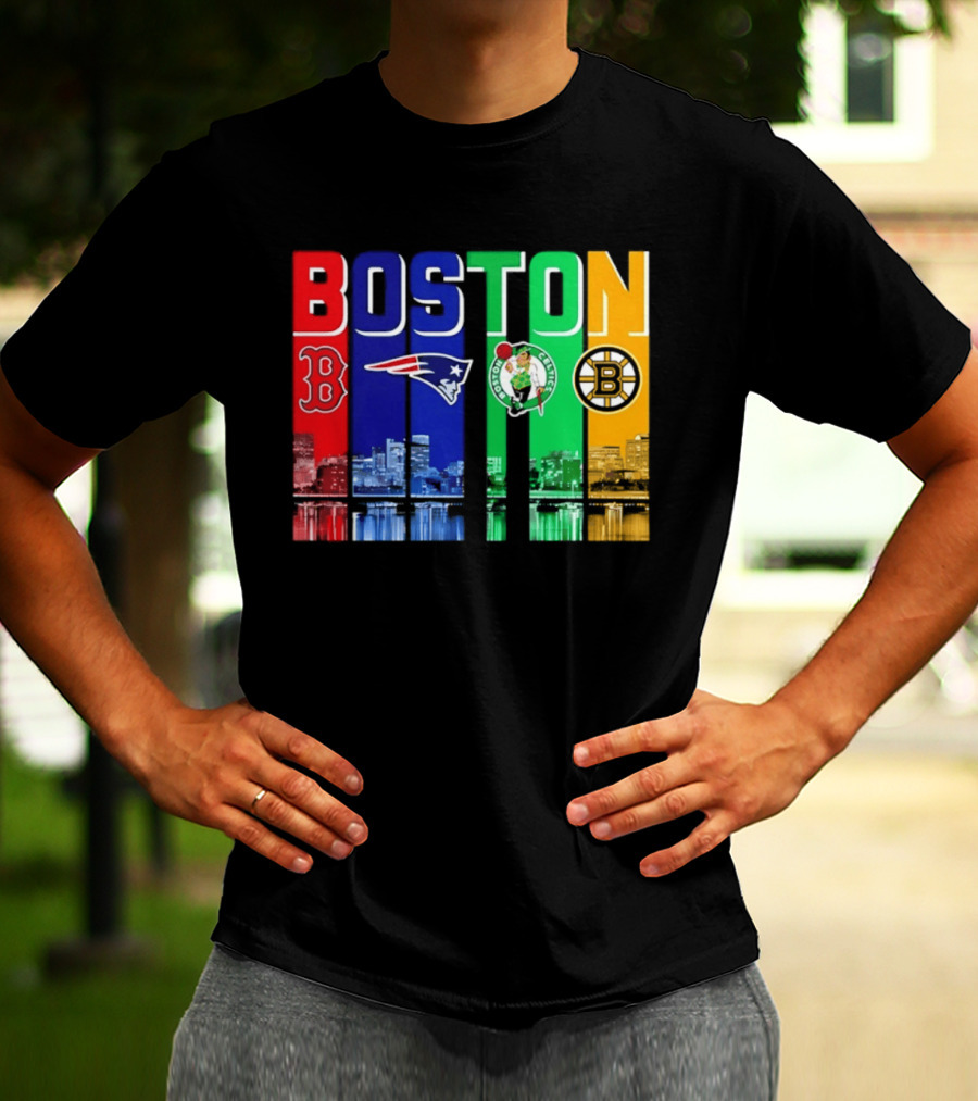 Boston Red Sox Patriots Celtics Bruins Skyline T-Shirt