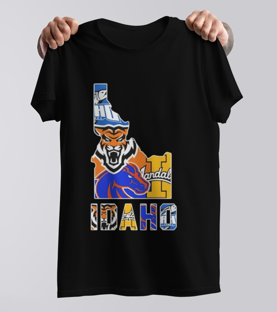 Idaho State Bengals Boise State Broncos Vandals Map Collage 2026 T-Shirt