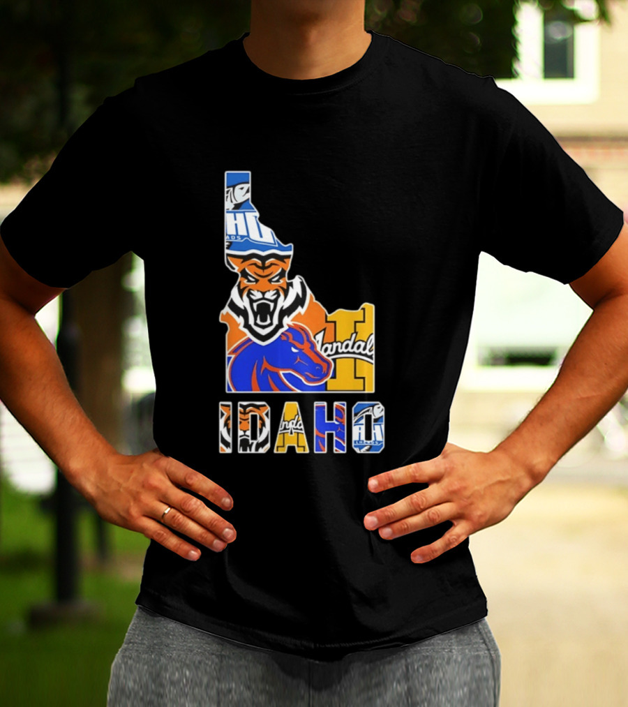 Idaho State Bengals Boise State Broncos Vandals Map Collage 2026 T-Shirt