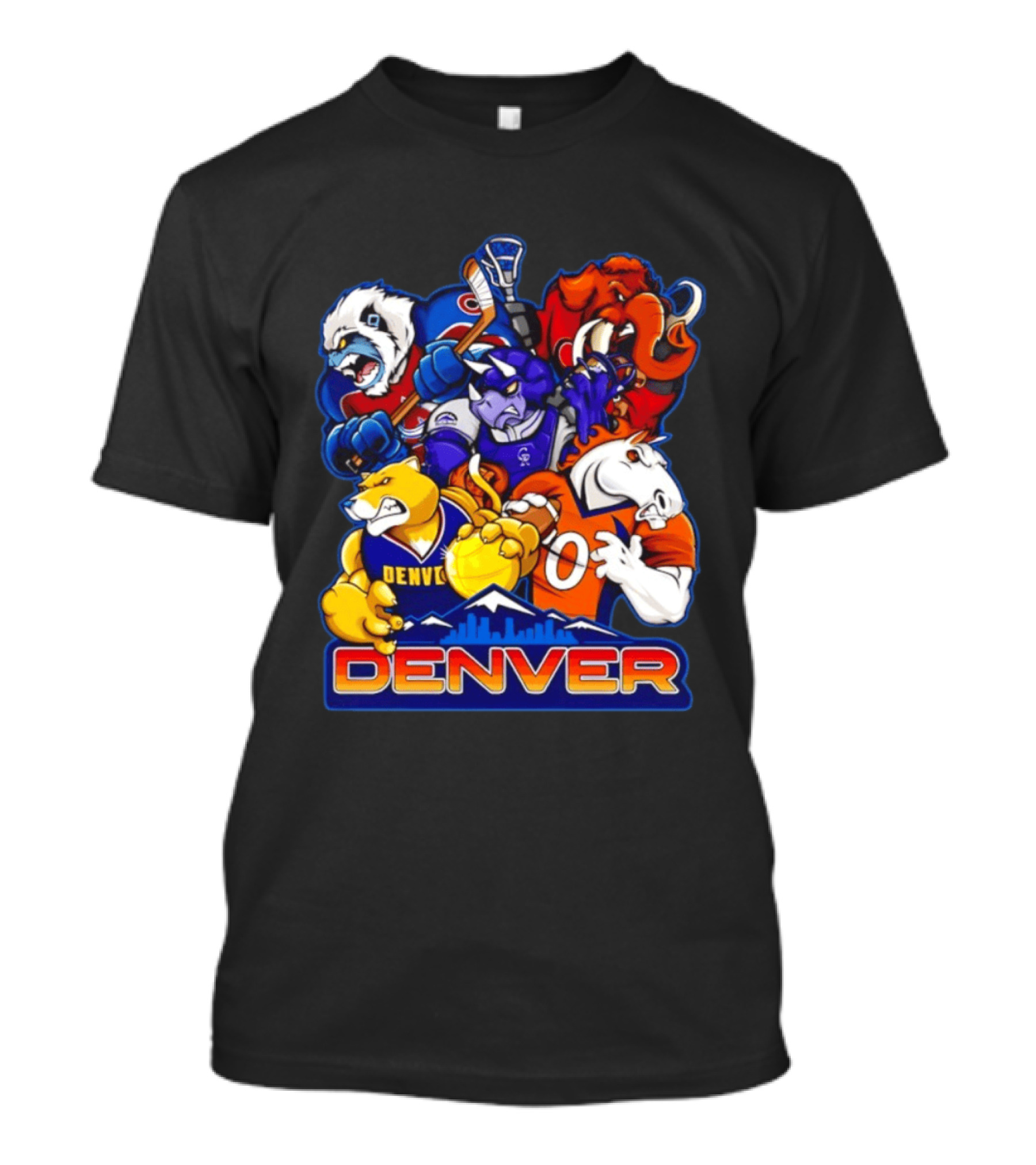 Denver Sports Teams Mascot Collage Featuring Iconic City T-Shirt