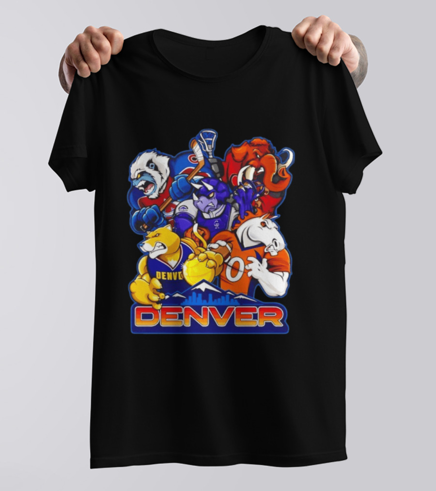Denver Sports Teams Mascot Collage Featuring Iconic City T-Shirt