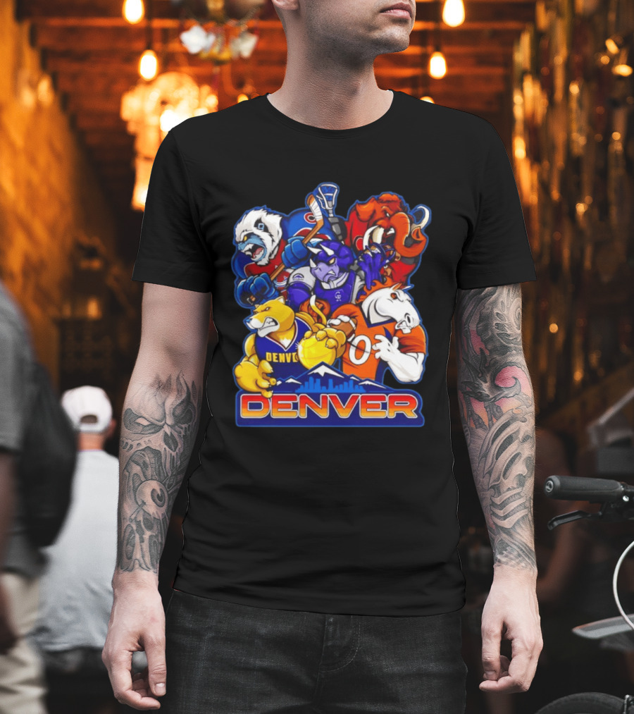 Denver Sports Teams Mascot Collage Featuring Iconic City T-Shirt