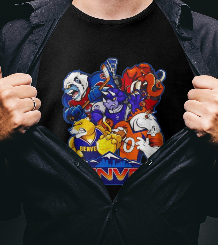 Denver Sports Teams Mascot Collage Featuring Iconic City T-Shirt