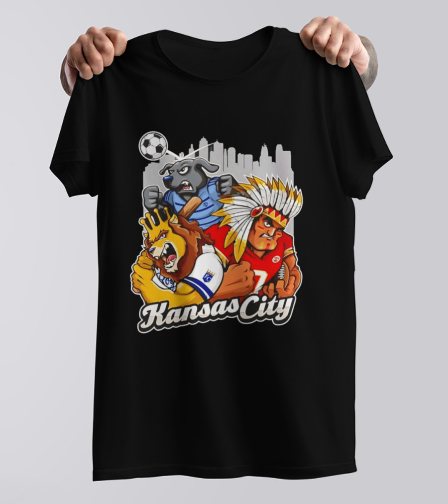 Kansas City Chiefs Royals Sporting KC Cityscape Sports Mashup T-Shirt