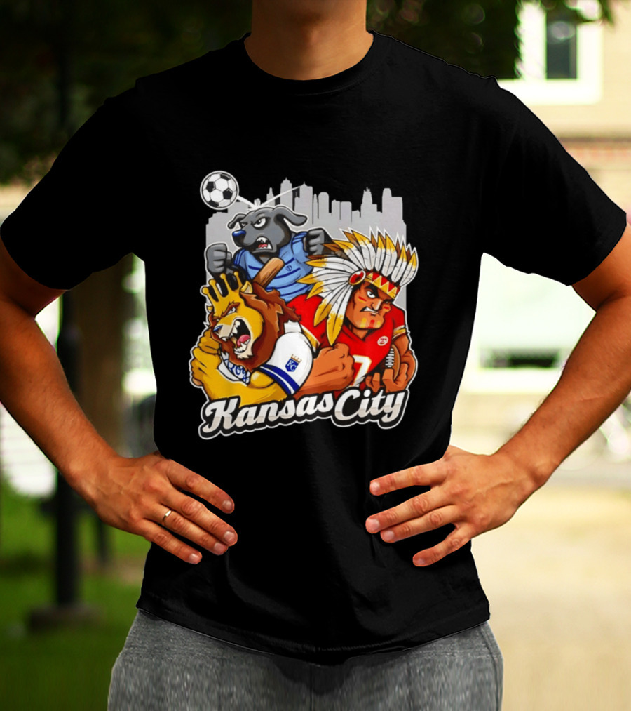 Kansas City Chiefs Royals Sporting KC Cityscape Sports Mashup T-Shirt