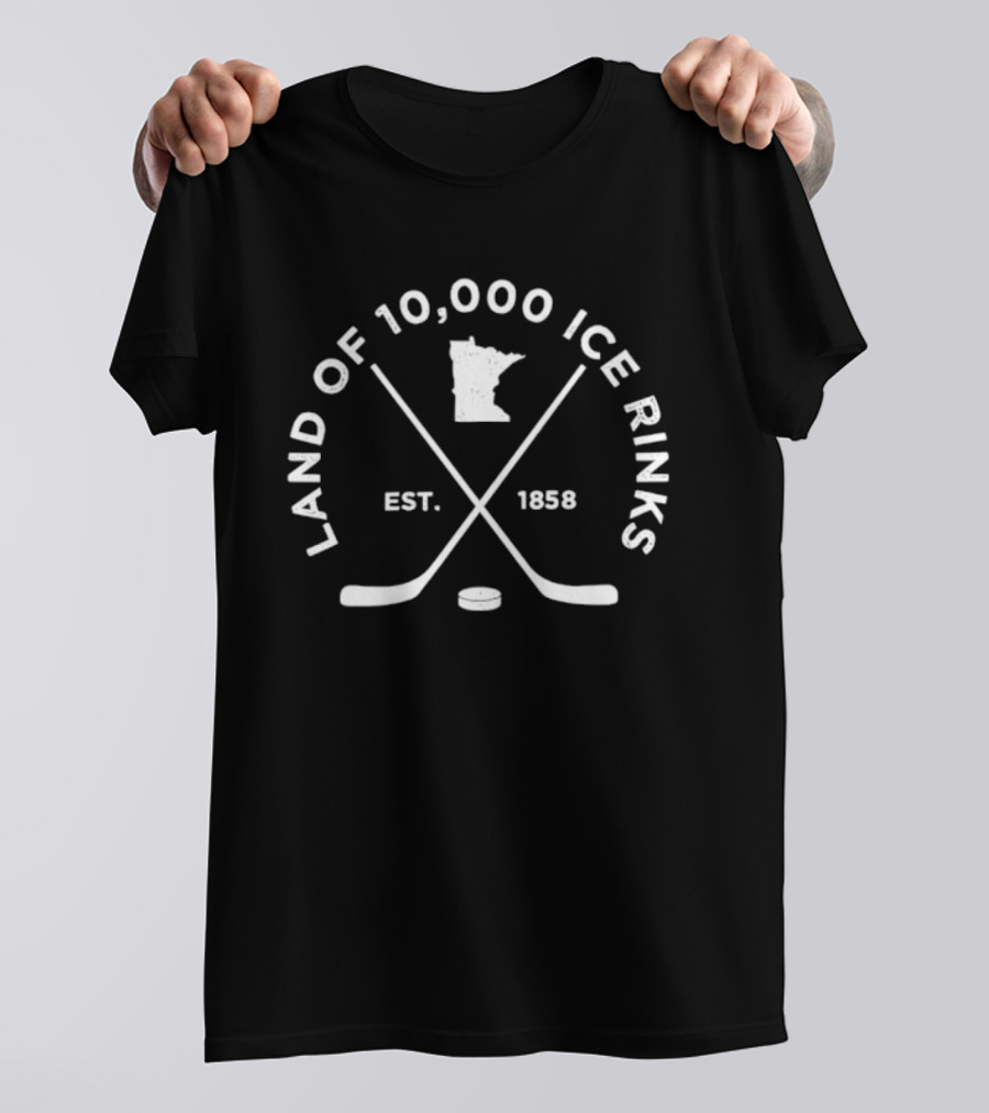 Land Of 10000 Ice Rinks Est 1858 Minnesota Hockey State T-Shirt