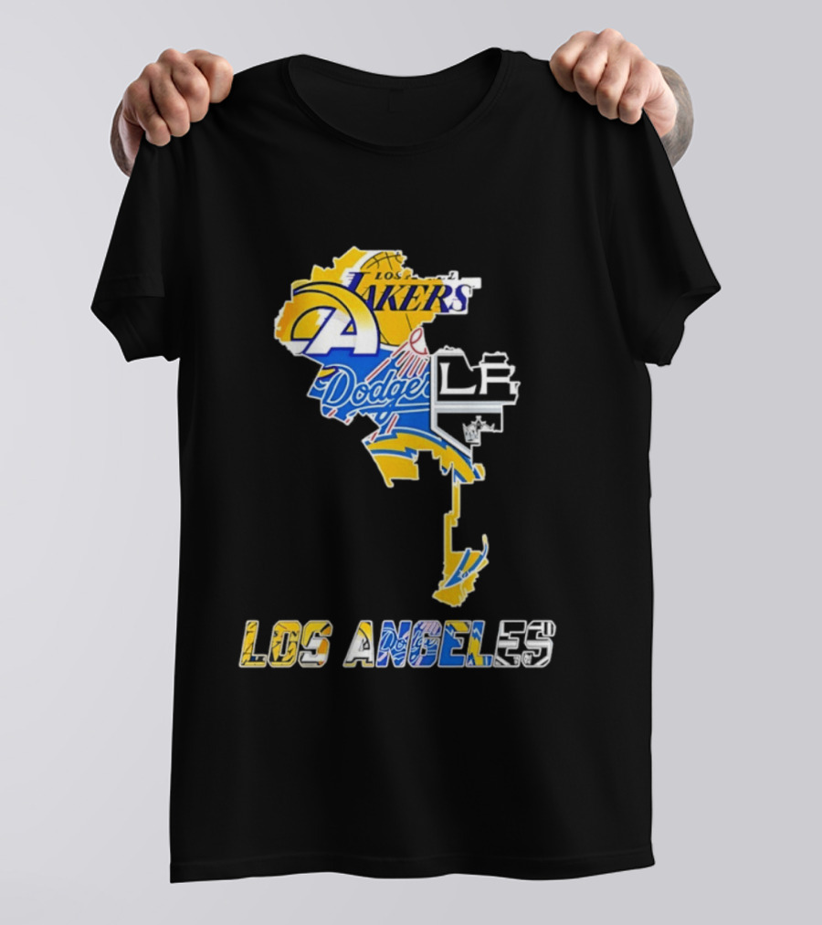 Los Angeles Lakers Dodgers Rams Chargers Kings Map Season 2026 T-Shirt