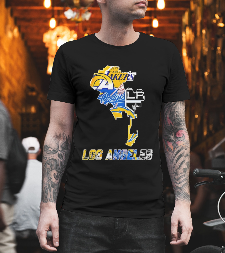 Los Angeles Lakers Dodgers Rams Chargers Kings Map Season 2026 T-Shirt