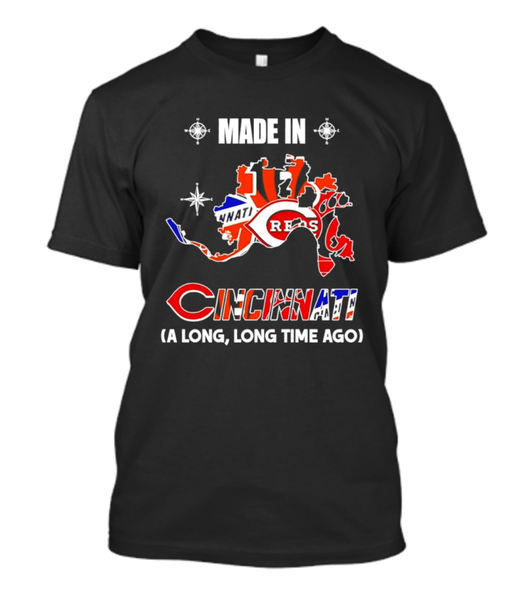 Made In Cincinnati Reds Map A Long Long Time Ago T-Shirt