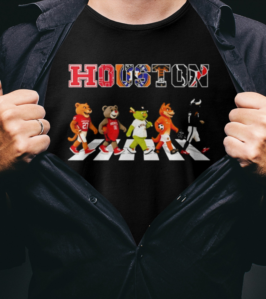 Houston Team Mascots Abbey Road Walk Season 2026 Sports T-Shirt
