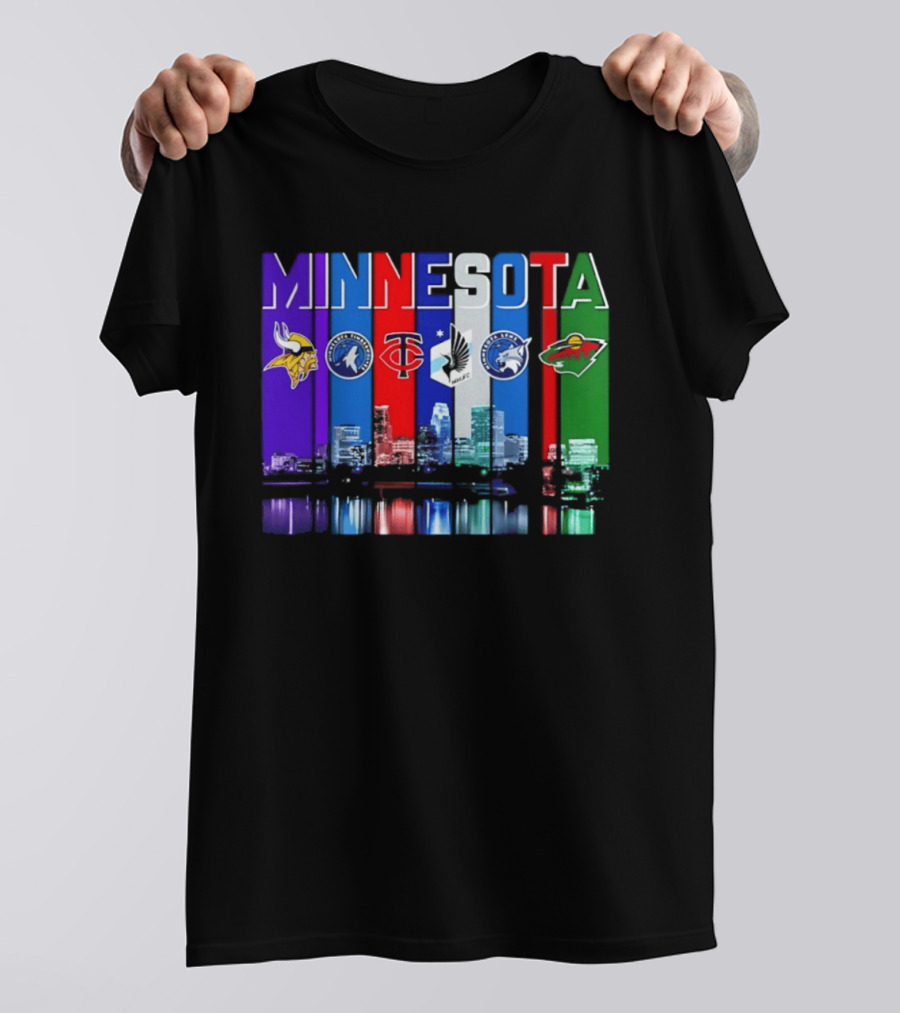 Minnesota Vikings Timberwolves Twins Lynx Wild Skyline 2026 T-Shirt