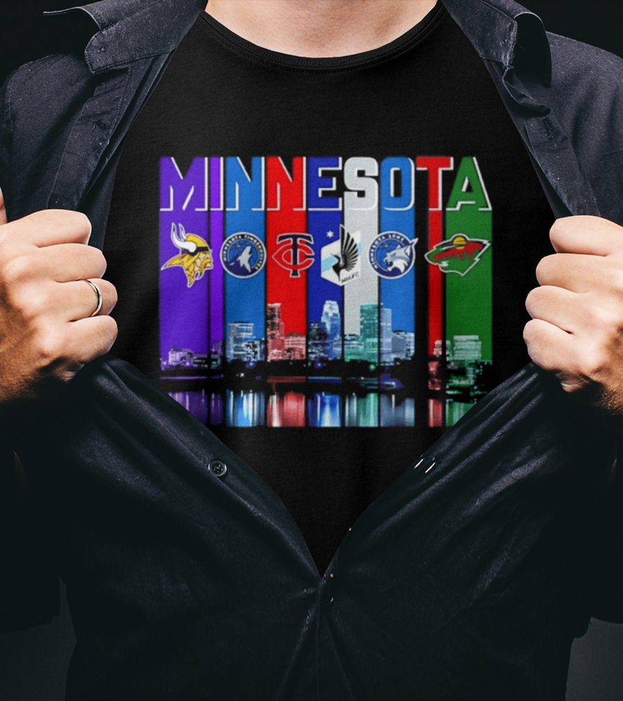 Minnesota Vikings Timberwolves Twins Lynx Wild Skyline 2026 T-Shirt