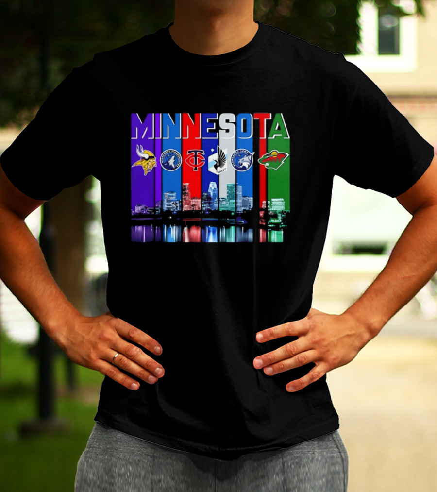 Minnesota Vikings Timberwolves Twins Lynx Wild Skyline 2026 T-Shirt