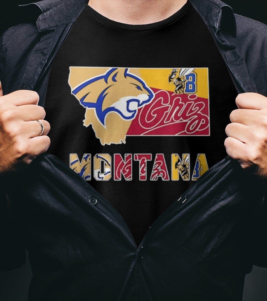 Montana Bobcats Griz 2026 College Football Map T-Shirt