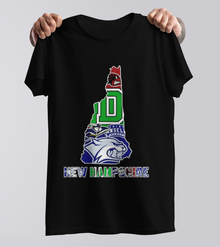 New Hampshire State Map Saint Anselm Hawks Wildcats Dartmouth Big Green 2026 T-Shirt
