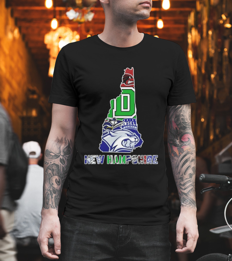 New Hampshire State Map Saint Anselm Hawks Wildcats Dartmouth Big Green 2026 T-Shirt