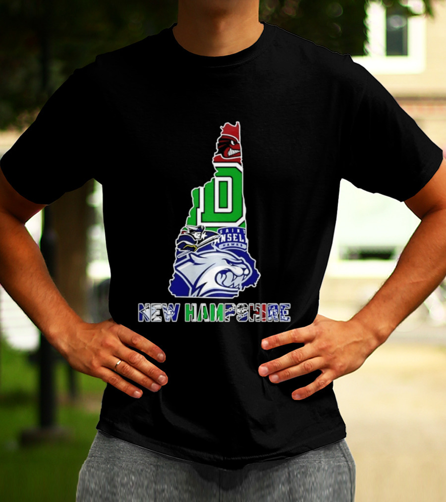 New Hampshire State Map Saint Anselm Hawks Wildcats Dartmouth Big Green 2026 T-Shirt