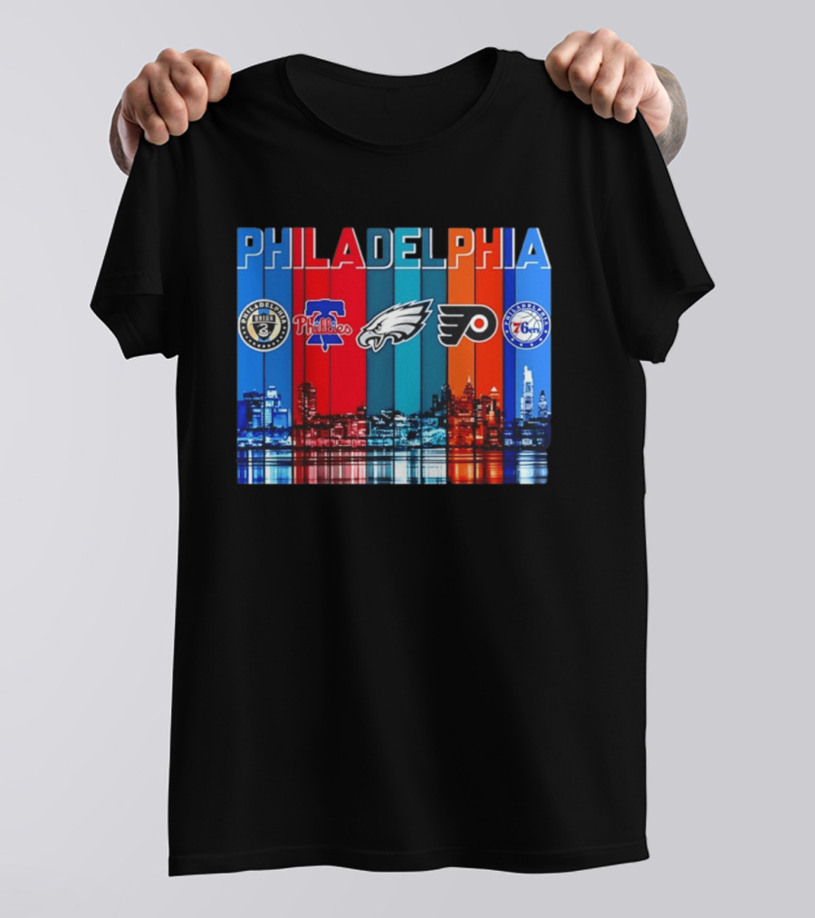 Philadelphia Union Phillies Eagles Flyers 76ers Skyline 2026 T-Shirt