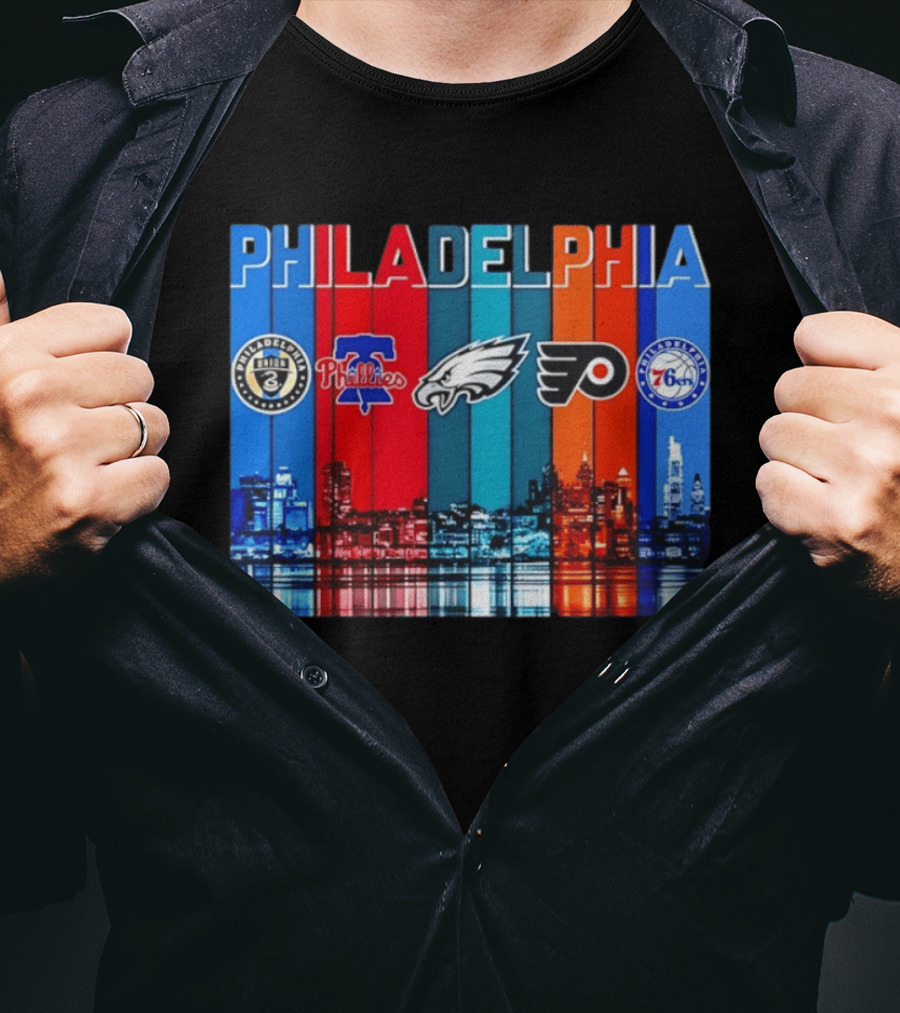 Philadelphia Union Phillies Eagles Flyers 76ers Skyline 2026 T-Shirt