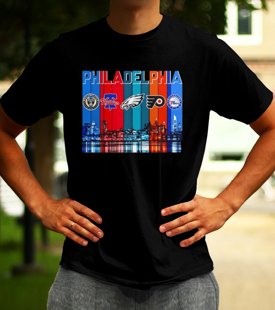 Philadelphia Union Phillies Eagles Flyers 76ers Skyline 2026 T-Shirt