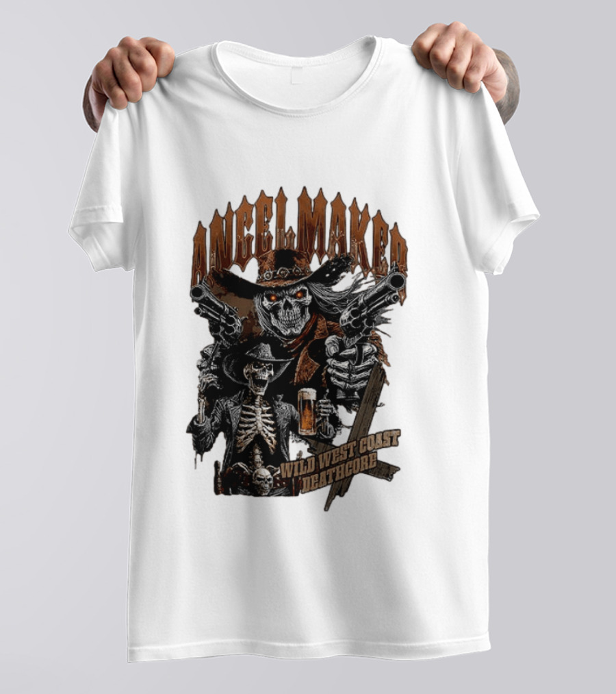 AngelMaker Wild West Coast Deathcore Skeleton Gunslinger Violence T-Shirt