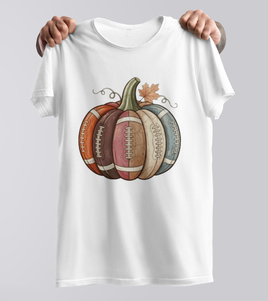 Football Pumpkin Fall Autumn Sports Harvest Season Decor T-Shirt