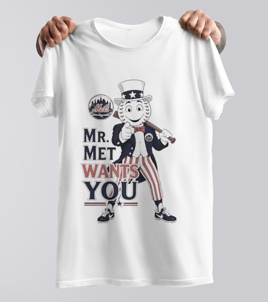 Mr. Met Wants You New York Mets Uncle Sam Baseball Fan T-Shirt