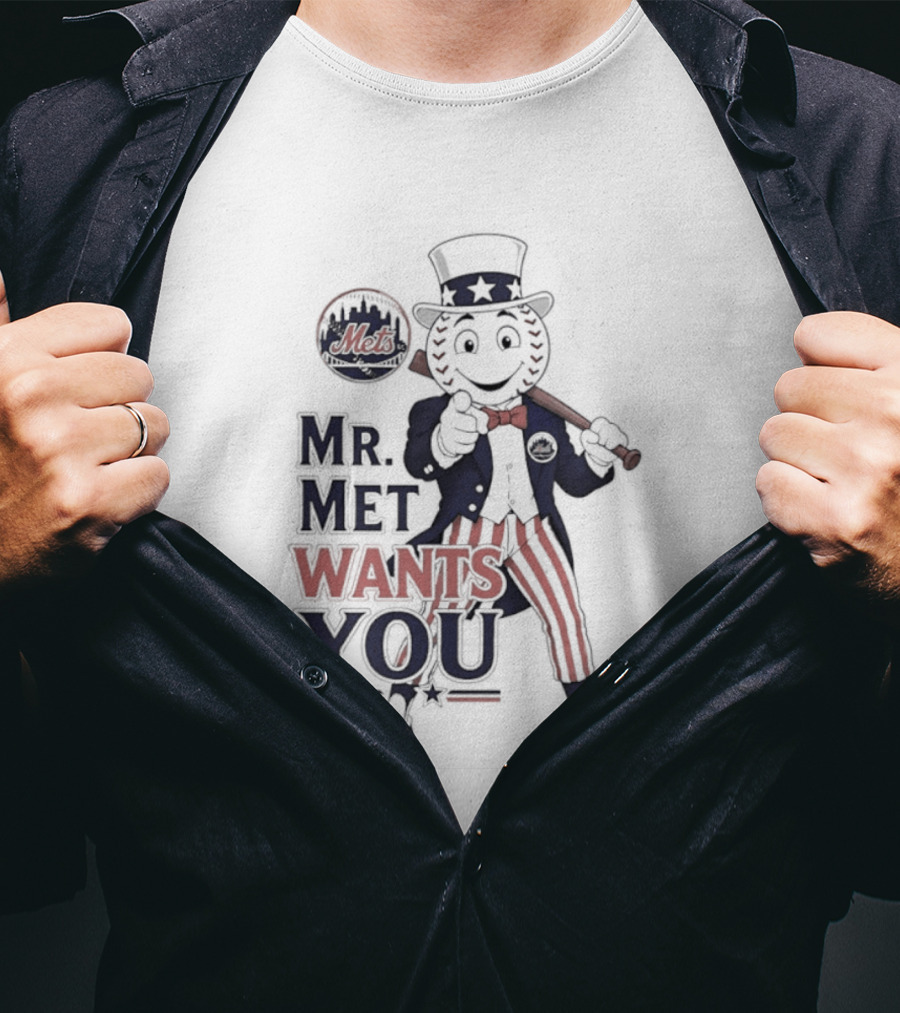 Mr. Met Wants You New York Mets Uncle Sam Baseball Fan T-Shirt